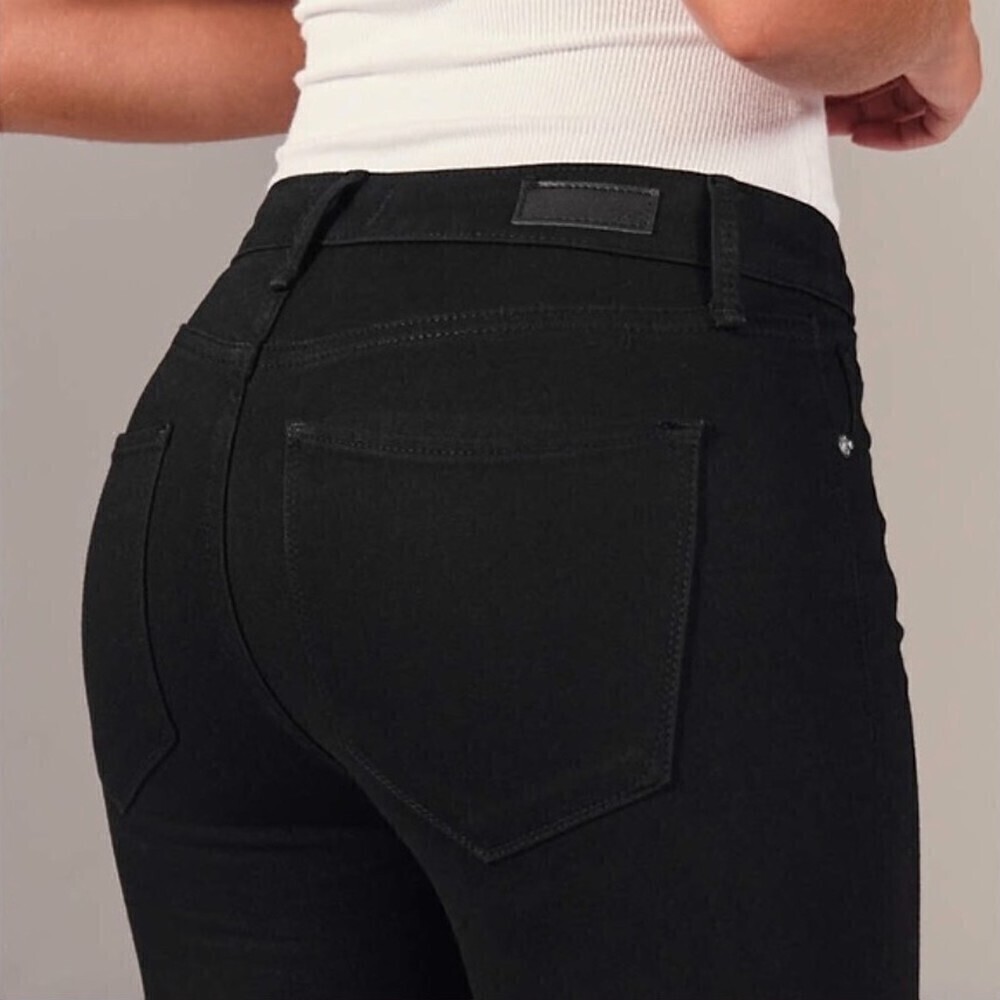 ABERCROMBIE & Fitch Harper Super Skinny Jeans in Distressed Black 27 Y2k Minimal - Picture 2 of 13